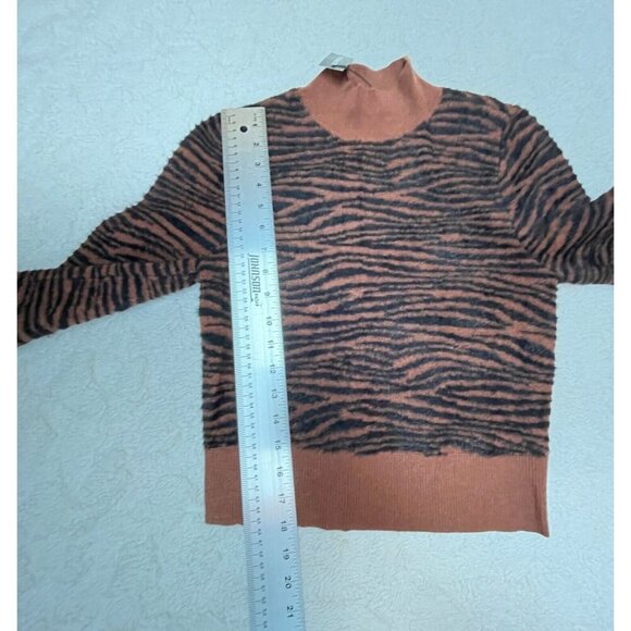 Express X Negin Mirsalehi Fuzzy Mock Neck Crop Sweater XS Small Animal Print New - Picture 3 of 10